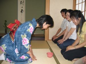 KCP students at a tea ceremony