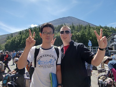 Fuji-2 Sensei (left) and student; Mt. Fuji is in the background