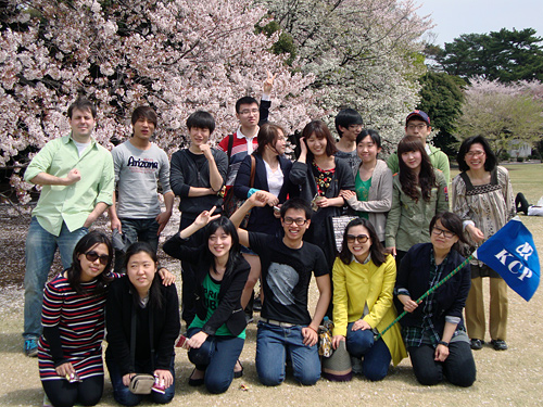 1hanami2012web KCP students under the cherry blossoms