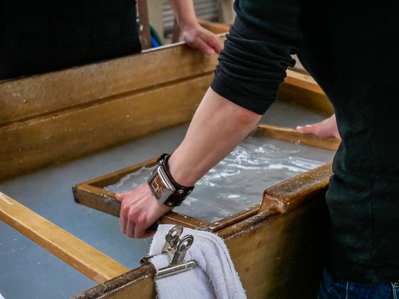 Japanese washi paper making