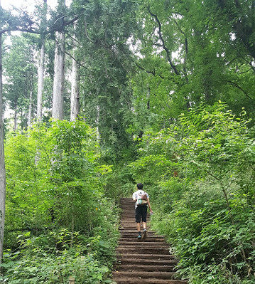KCP student climbing Mount Takao.